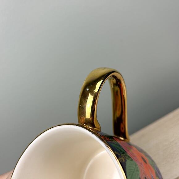 Anthropologie x Rifle Paper Co T Initial Mug Boho Floral Blue Coffee Cup Anthro - Picture 5 of 12